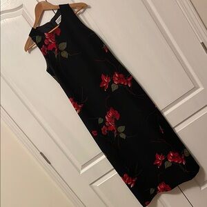 Jessica Howard Black and Red Halter Sheath Midi Dress